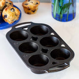 MUFFIN PAN 6 CUP  LODGE CAST IRON New Design IN STOCK NOW