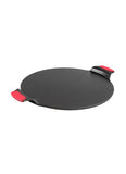 38CM -  15 Inch Seasoned Cast Iron Pizza Pan with BONUS set of 2 Silicone Grips