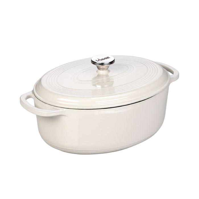 Enamel Oval Dutch Oven 7 qt. (White) by Lodge